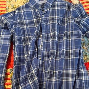 Ralph Lauren Blue and White Plaid Men's Shirt